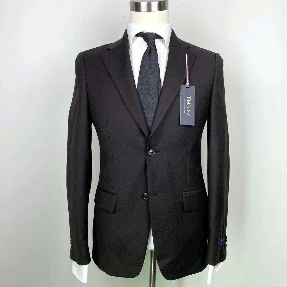 Tommy Hilfiger Mens Modern fit Suit‎ Jacket Blazer 100%Wool 36R Brown E091408